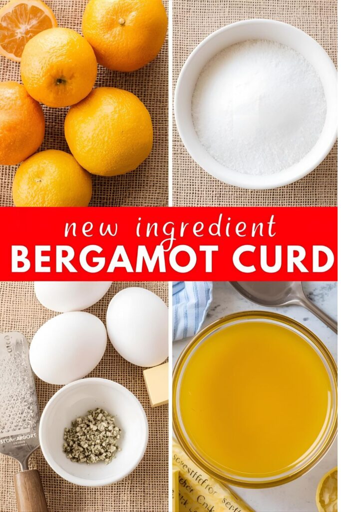 A close-up view of vibrant, smooth homemade bergamot curd in a small white bowl with a spoon, showing its creamy texture.