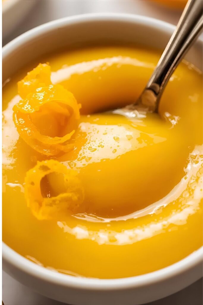 Homemade bergamot curd served in a jar with warm scones and fresh bergamots on a breakfast table.