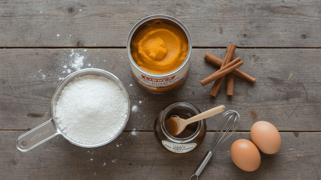 Raw ingredients for making a healthy gluten-free pumpkin bread recipe