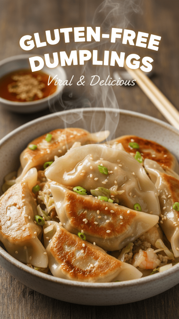 A bowl of perfectly cooked gluten-free dumplings garnished with green onions.
