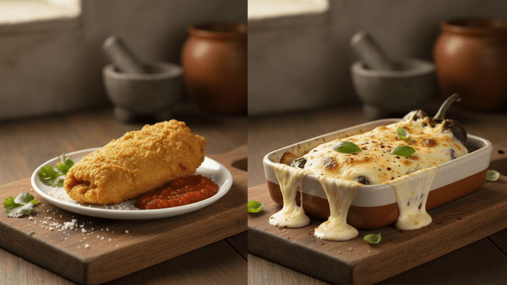 Two types of pozole, one red and one green.