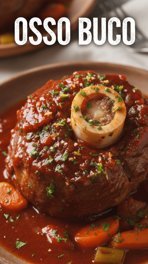 A delicious plate of authentic Italian Osso Buco with gremolata.