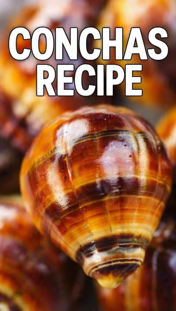 A colorful assortment of pink, white, and chocolate conchas with a text overlay.