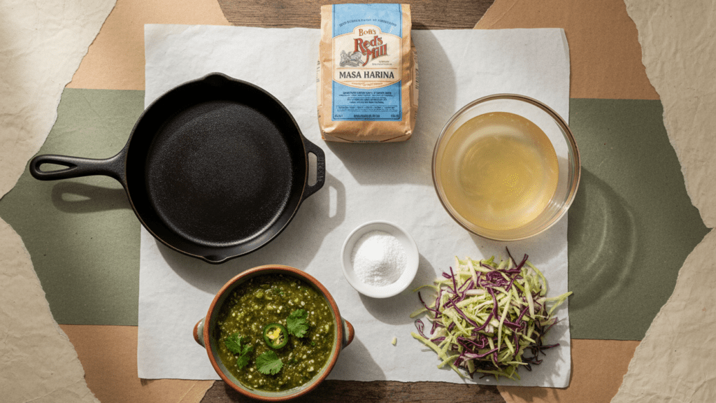Raw ingredients for making a healthy authentic Mexican gorditas recipe.