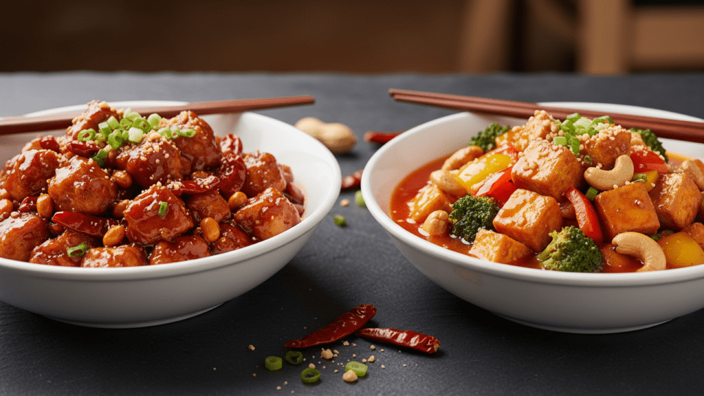Two different versions of Kung Pao including a vegetarian tofu option.