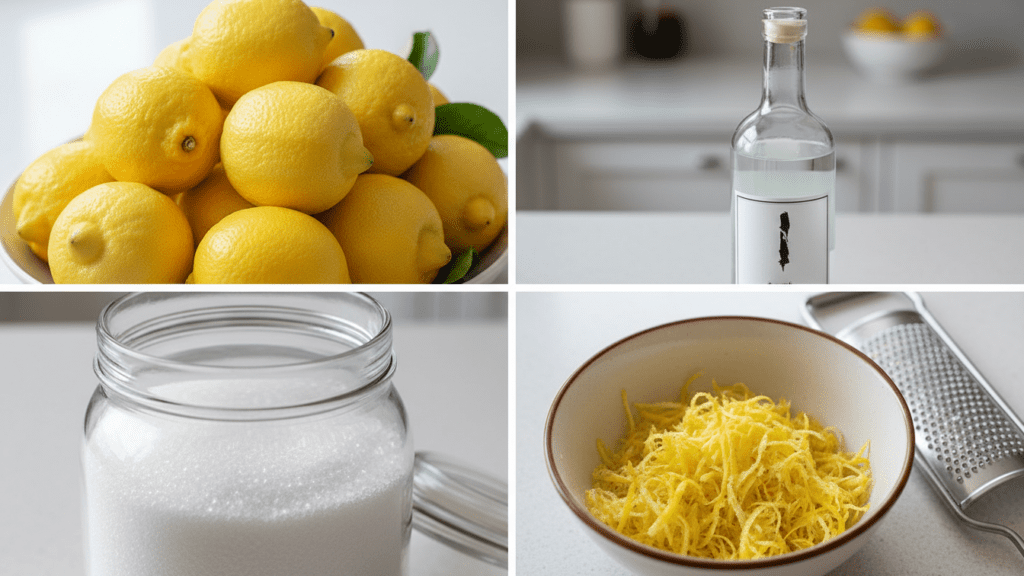 Close up of a shot of chilled limoncello and a creamy limoncello version.