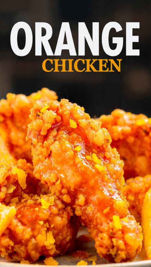 A sizzling plate of authentic homemade crispy orange chicken.